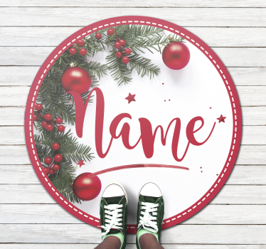 Alfombra de vinilo con nombre Feliz navidad nombre personalizado - TenVinilo