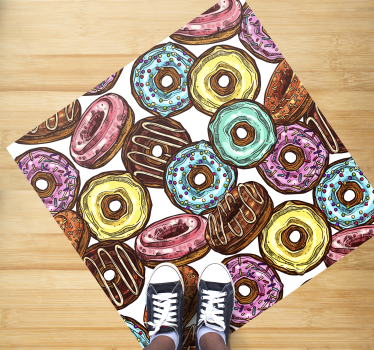 Alfombra de vinilo cuadrada Fondo de donas - TenVinilo