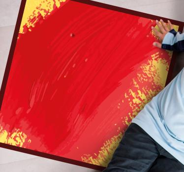 Alfombra de vinilo cuadrada Pintura roja fondo amarillo - TenVinilo