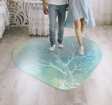Alfombra de vinilo de árbol colorido de corazón - TenVinilo