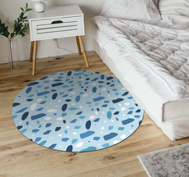 Alfombra vinilo azul estilo terrazzo - TenVinilo