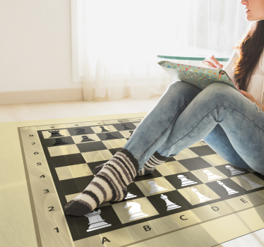 Alfombra de vinilo juegos infantil Tablero de ajedrez y piezas - TenVinilo