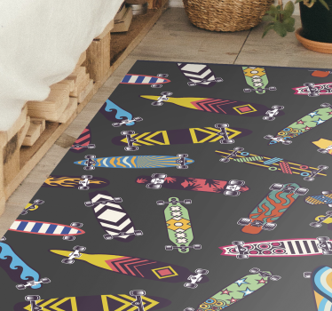 Alfombra de vinilo juvenil Colección de patinetas vintage - TenVinilo