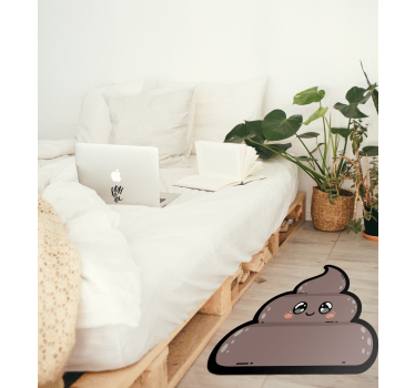 Alfombra de vinilo juvenil Emoji caca de anime. - TenVinilo