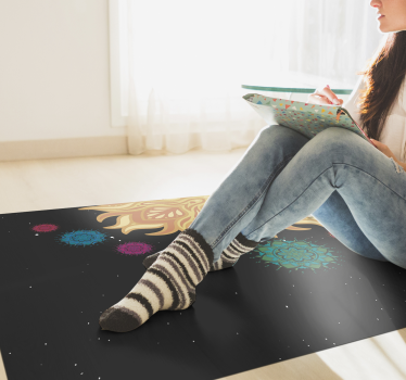 Alfombra de vinilo juvenil Mandalas del sistema solar - TenVinilo