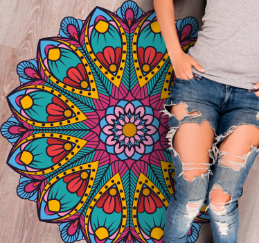 Alfombra de vinilo mandala Mandala de colores del arco iris - TenVinilo
