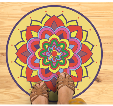 Alfombra de vinilo mandala Pétalos de flores de colores - TenVinilo