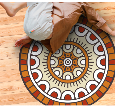 Alfombra de vinilo mandala Tonos naranjas circulares - TenVinilo