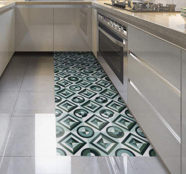 Alfombra vinílica mosaico figuras retro - TenVinilo