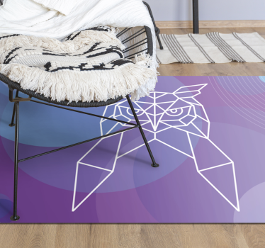 Alfombra de vinilo nórdica Cabeza de búho impresa en colores flas - TenVinilo