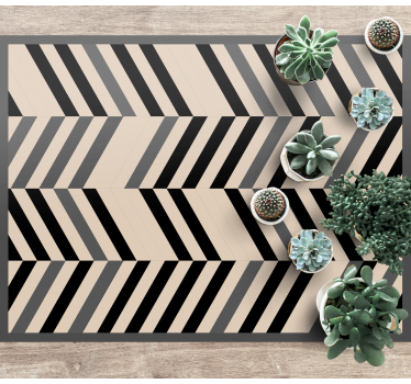 Alfombra de vinilo nórdica Fondo beige lineas negras - TenVinilo