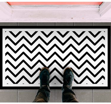 Alfombra de vinilo rayas Líneas diagonales en blanco y negro - TenVinilo