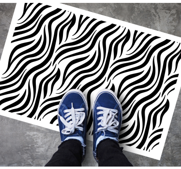 Alfombra de vinilo rayas Rayas de cebra en blanco y negro - TenVinilo