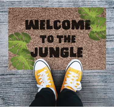 Alfombra de vinilo recibidor Bienvenido a la jungla cita divertid - TenVinilo