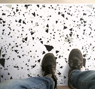 Alfombra de vinilo textura Terrazo gris, blanco y negro - TenVinilo