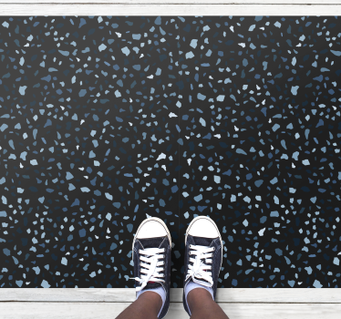 Alfombra de vinilo textura Terrazo negro y azul - TenVinilo
