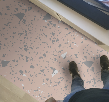 Alfombra de vinilo textura Terrazzo rosa y gris - TenVinilo