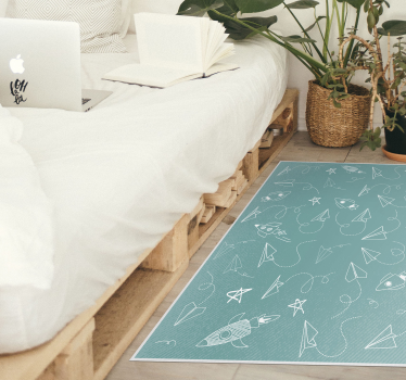 Alfombra vinílica vintage aviones de papel coreanos - TenVinilo