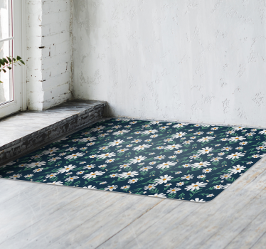 Alfombra de vinilo vintage de flores margaritas - TenVinilo