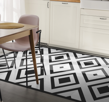 Alfombra vinilo cocina diamantes blancos y negros - TenVinilo