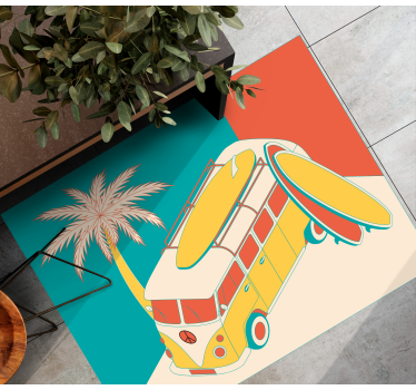 Alfombra de vinilo vintage Mini bus hippie - TenVinilo