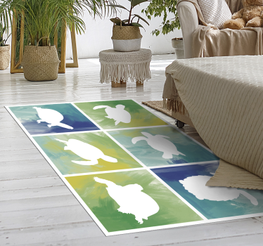 Alfombra vinílica animal tortugas coloridas  - TenVinilo