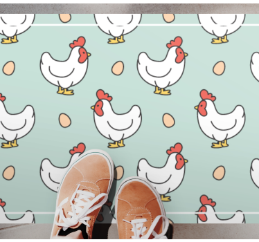 Alfombra vinílica cocina pollos y óvulos - TenVinilo