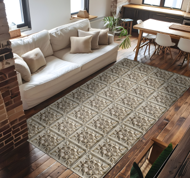 Alfombra vinílica beige azulejos antiguos - TenVinilo