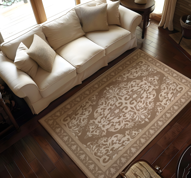 Alfombra vinílica beige diseño oriental - TenVinilo