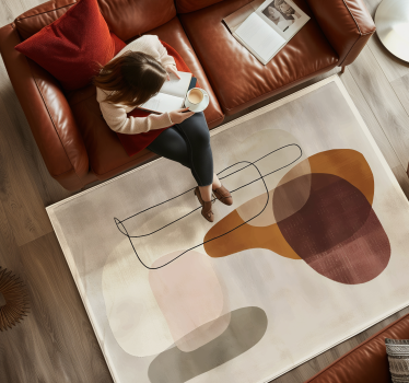 Alfombra vinílica beige formas abstractas - TenVinilo