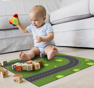 Alfombra carretera para niños curva - TenVinilo