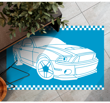 Alfombra vinílica carretera esquema de coche de carreras - TenVinilo