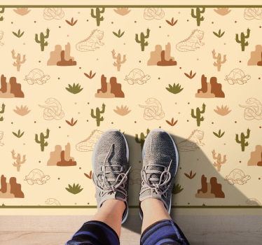 Alfombra vinílica carretera paisaje de animales del desierto - TenVinilo