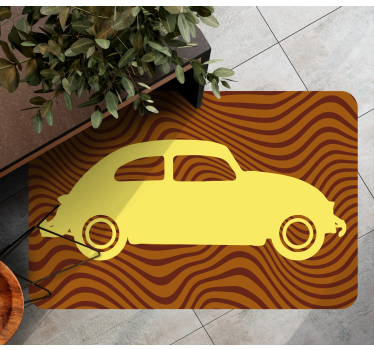 Alfombra vinílica carretera silueta de coche clásico - TenVinilo