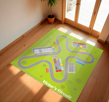 Alfombra carreteras circuito con nombre - TenVinilo