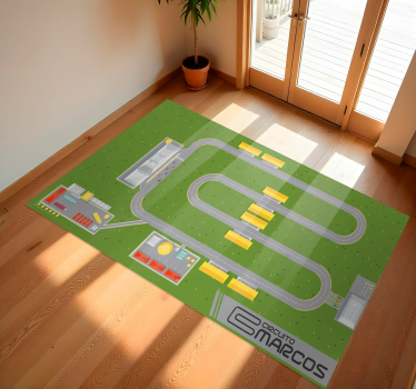 Alfombra carretera circuito con nombre - TenVinilo