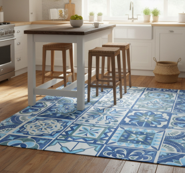Alfombra vinílica cocina adhesivo azulejos talavera - TenVinilo