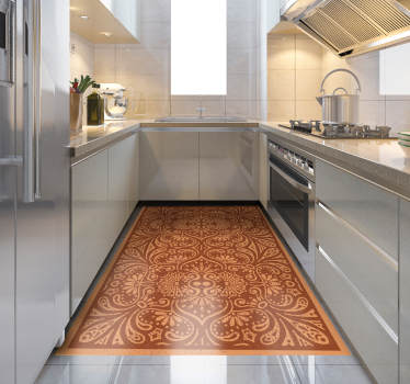 Alfombra vinílica cocina Adornos asiáticos en marrón - TenVinilo