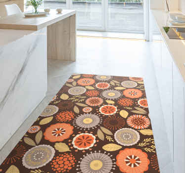 Alfombra vinílica cocina arreglo floral colorido - TenVinilo