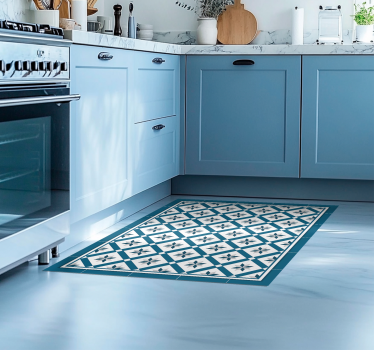 Alfombra vinílica cocina azul hidráulico - TenVinilo
