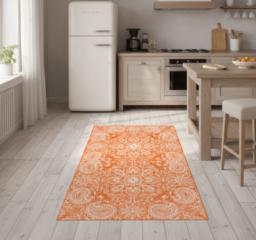 Alfombra vinílica cocina azulejo paisley nevera - TenVinilo