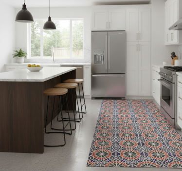 Alfombra vinílica cocina azulejos coloridos y modernos - TenVinilo