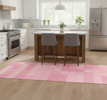 Alfombra vinílica cocina azulejos cuadrados rosas - TenVinilo