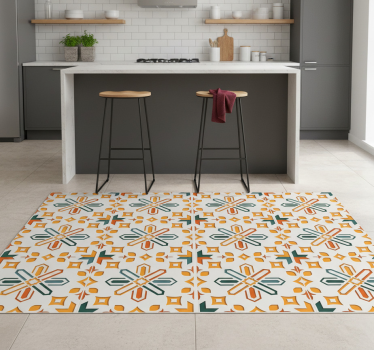 Alfombra vinílica cocina azulejos de cemento hidráulico - TenVinilo