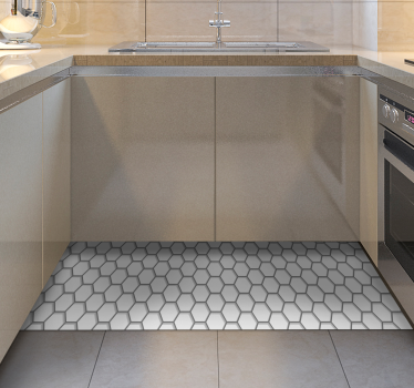 Alfombra vinílica cocina Azulejos hexagonales blancos - TenVinilo