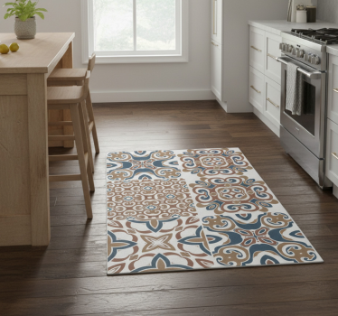 Alfombra vinílica cocina azulejos hidráulicos - TenVinilo