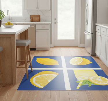 Alfombra vinílica cocina azulejos jugo de limón - TenVinilo