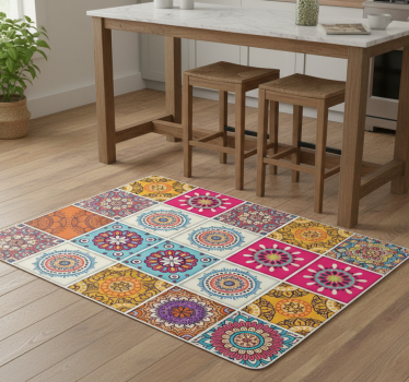 Alfombra vinílica cocina azulejos mandala - TenVinilo