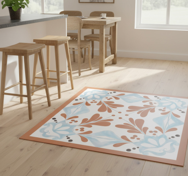 Alfombra vinílica cocina azulejos mediterráneos florales - TenVinilo
