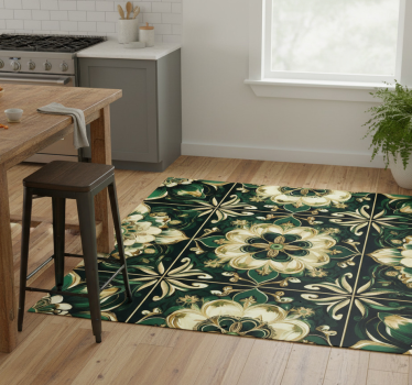 Alfombra vinílica cocina azulejos mosaico botánico - TenVinilo